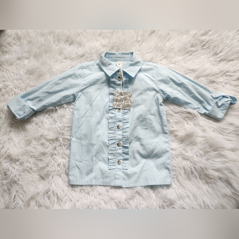 Kate Quinn Blur Ruffle Button Down 5y